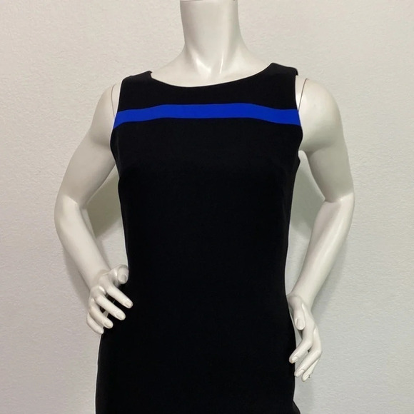 Petite Sophisticate Blue & Black Sleeveless Mini Sheath Dress Size 2 - Picture 2 of 5